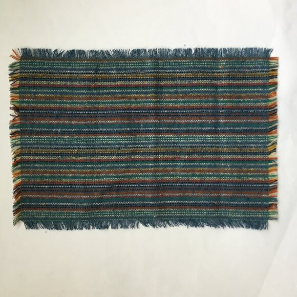 Multicolor Woven Rectangular Placemats Table Mats with Fringe Set of 4 - Picture 2 of 6